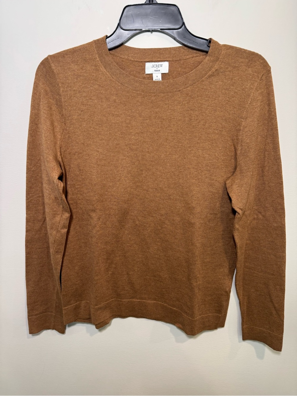 J. Crew Teddie Crewneck Sweater in Camel Office Capsule Luxe Elegant Size Small